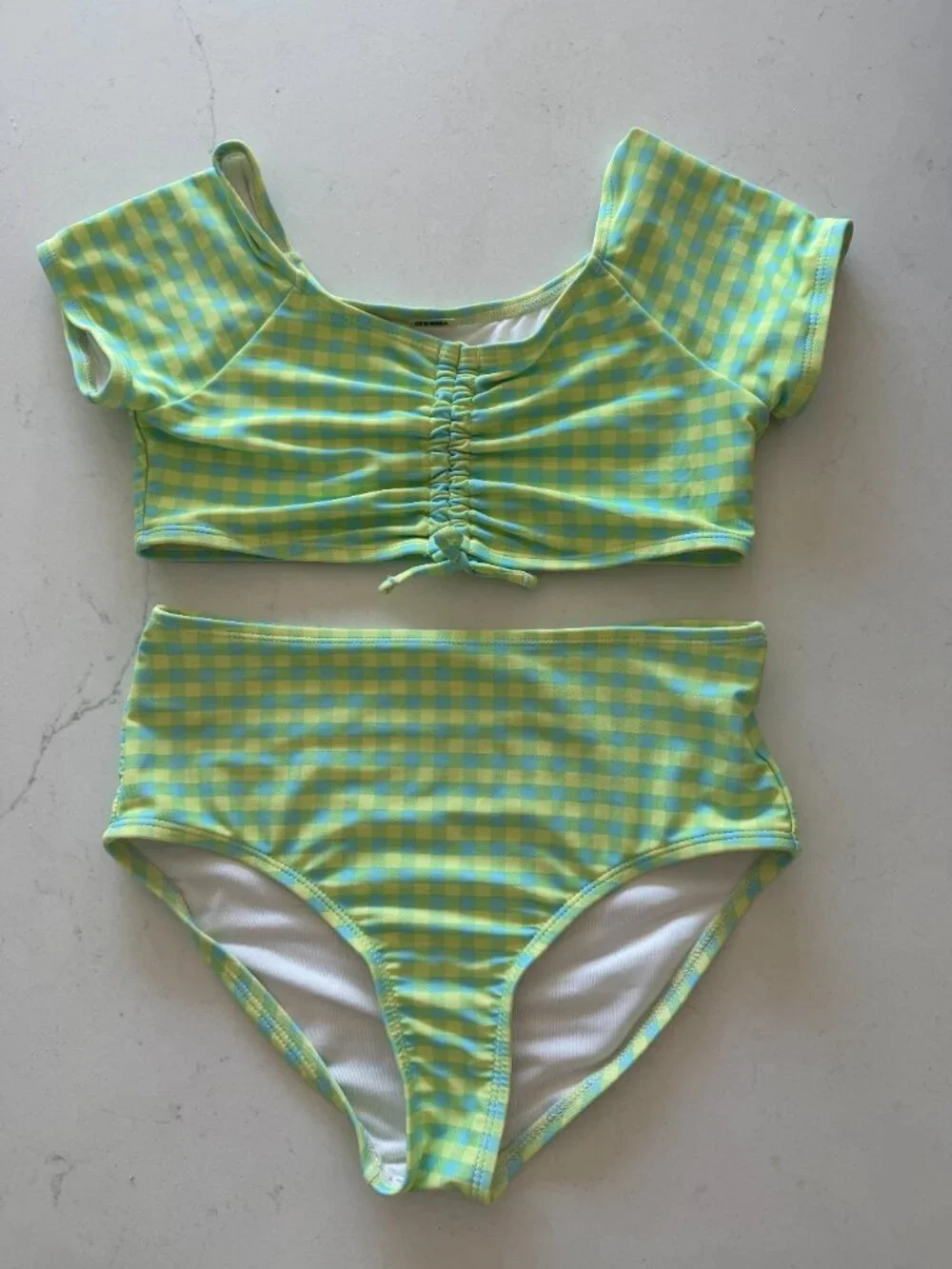 Patterned Ruched Bikini Swim Set for Girls | Old Navy size L